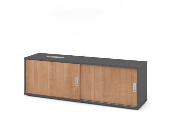 Hammerbacher Sideboard 1751S, 1,5 OH, Graphit / Nussbaum, 160x40x52cm, 1 verstellbarer Fachboden, XMST, XDSM, XBHM, XB, V1751S/G/N