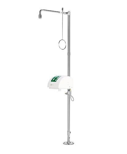 B-SAFETY Körperdusche mit Augendusche mit Auffangbecken und Deckel, Edelstahl, Bodenmontage, BR 838095, DVGW, 305283