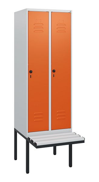 C+P Umkleidespind Classic PLUS, 2 Abteile, 1950x600x815mm, 7035/2004, Drehriegel, 0800405-20 S10060