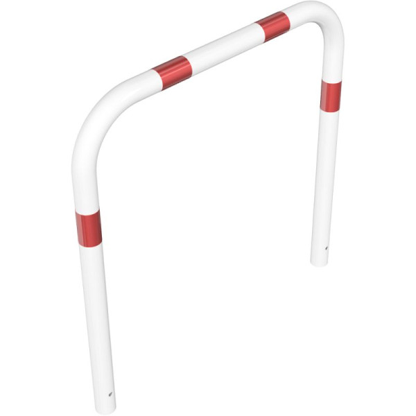 Stein HGS Anlehnbügel/Absperrbügel -Sylt-, 1000mm/600mm/1000mm, weiß beschichtet mit rot reflektierenden Leuchtstreifen, Bügel: Ø 60 mm, 465.06b-wr
