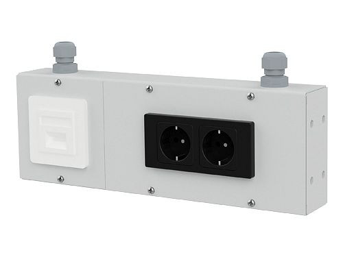 Bedrunka+Hirth Energieeinheit mit 2x Schuko und 1x Netzwerk, Maße in mm (BxTxH): 375 x 60 x 130, PTEK375