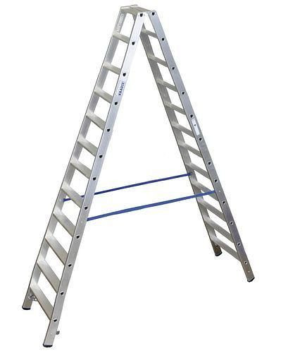 DENIOS Stufenstehleiter aus Aluminium, mit 2 x 12 Stufen, 156-897