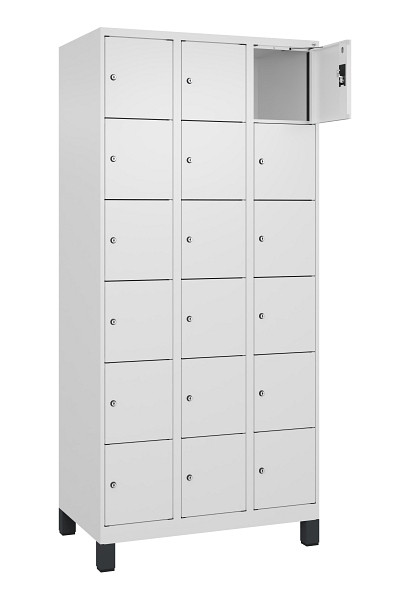 C+P Schließfachschrank Evolo PLUS, mit Füßen, 18 Fächer, 1950x900x500mm, 9016/9, 049010-306 S10020