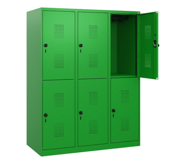 C+P Doppelstöckiger Spind Evolo PLUS, 6 Fächer, 1530x1200x500mm, 6037/6037, Drehriegel, 0493005-32 S10037