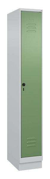 C+P Umkleidespind Classic PLUS, Sockel, 1950x300x500mm, 7035/6011, Drehriegel, 080020-10 S10006