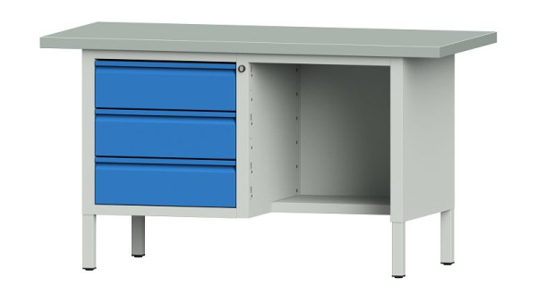 ANKE Werkbänke Kastenwerkbank, Modell 303 E, 1500 x 700 x 840 mm, RAL 7035/5012, ZBP 40 mm, 510.306
