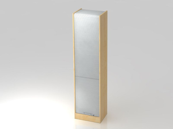 Hammerbacher Rollladenschrank vertikal 50cm, 5OH Relinggriff Ahorn/Silber, 50x40x200,4 cm (BxTxH), VSET50/3/S/RE