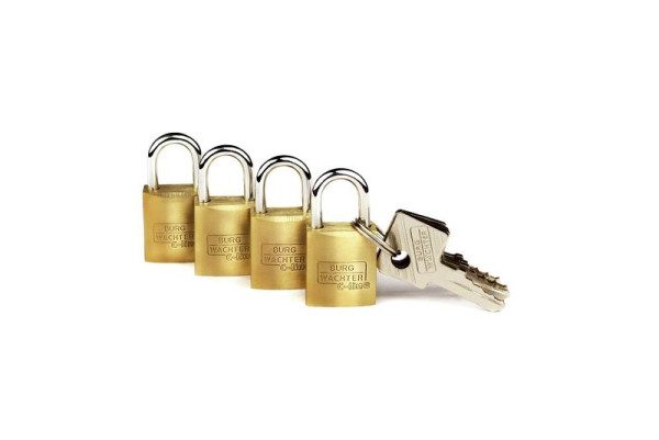 BURG-WÄCHTER 4er Set - Zylinder-Vorhangschloss Quadro 222 15 SB, HxBxT (außen): 34 x 15 x 9,3mm, VE: 40 Stück (10x 4er Sets), 16001