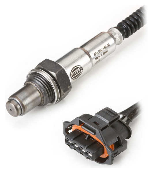 HELLA Lambdasonde, 4-polig, vor Katalysator, Kabel: 570mm, 6PA 009 166-981