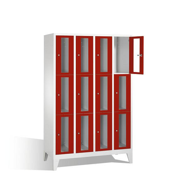 C+P Schließfachschrank Classic, H1850xB1190xT500mm, Farbe: Lichtgrau / Rubinrot, 8010A403 S10001