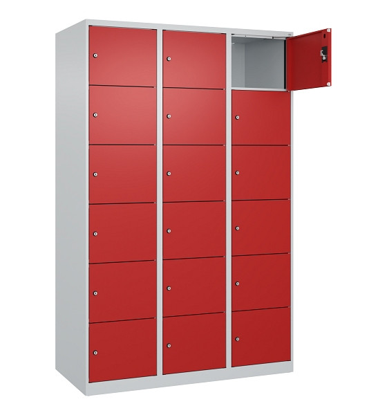 C+P Schließfachschrank Evolo PLUS, 18 Fächer, 1850x1200x500mm, 7035/3000, 049000-326 S10003