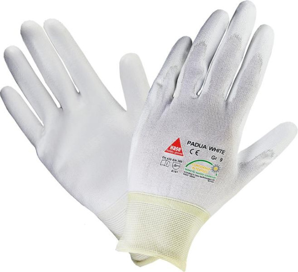 Hase Safety PADUA white, 5-Fg.-Sicherheitshandschuhe, Nylon/PU, waschbar, Größe: 11, VE: 10 Paar, 508200-11