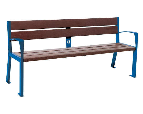 Procity Sitzbank Silaos® 5 Leisten, Mit Armlehne, Stahl & Recycling-Kunststoff, RAL 5010, 209514.5010