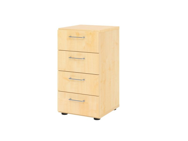 Hammerbacher Schubladenschrank 2OH, 4 Schübe 924S4 BS, Korpus: Ahorn / Front: Ahorn, 40x41,7x74,8 cm (BxTxH), 4 Schubkästen, Metallgriff BS, V924S4/3/3/BS