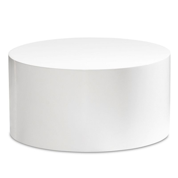 Wohnling Couchtisch MONOBLOC 60x60x30 cm Weiß Hochglanz, Design Wohnzimmertisch Rund, Lounge Sofatisch Schlicht, Kaffeetisch Modern, WL6.861
