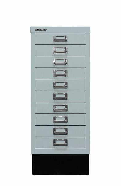 Bisley MultiDrawer, 29er Serie mit Sockel, DIN A4, 10 Schubladen, silber, L2910S355