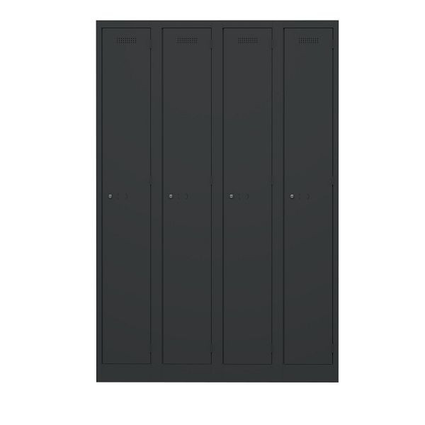 Bisley Garderobenschrank Primary Locker, 4 Abteile, 633 schwarz, PL3050Q1633