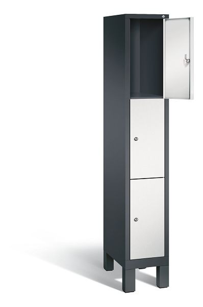 C+P Schließfachschrank Evolo, H1850xB320xT500mm, Farbe: Schwarzgrau / Lichtgrau, 48010-103 S10051