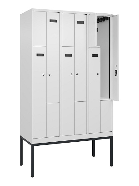 C+P Z-Spind Evolo PLUS, Gestell, 6 Fächer, 2120x1200x500mm, 9016/9016, Zylinderschloss, 0490337-326 S10047