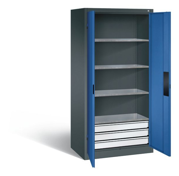 C+P Werkzeugschrank Acurado, H1950xB930xT600mm, Farbe: Anthrazitgrau / Enzianblau, Muldengriff, 8922-523 S10124