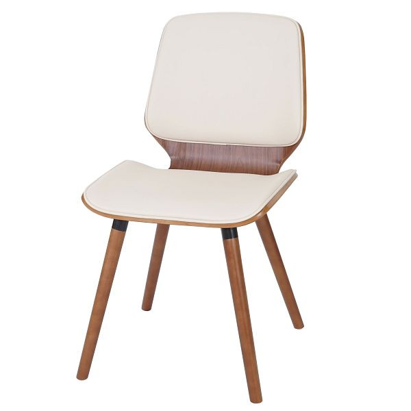 Mendler 2er-Set Esszimmerstuhl HWC-B16, Holz Bugholz Retro-Design Walnussoptik, Kunstleder creme, 60094