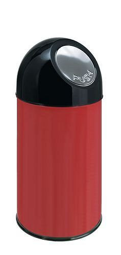 DENIOS Push-Abfallbehälter aus Stahl, 55 Liter Volumen, rot, 153728