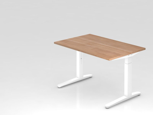 Hammerbacher Schreibtisch C-Fuß 120x80cm Nussbaum/Weiß, Rechteckform, VXB12/N/WW