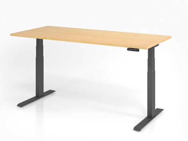 Hammerbacher Schreibtisch XDKB19, 180 x 80 cm, Platte: Ahorn, 25 mm dick, ABS-Dickkante, Rechteckform, Graphit, VXDKB19/3/G