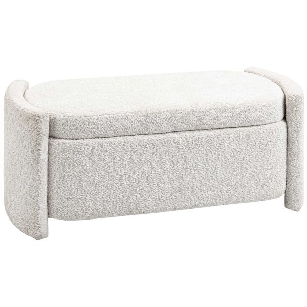 HOMCOM Sitzbank, Bettbank mit Stauraum, Polsterbank mit Deckel, Samtoptik, Creme, 838-426V00CW