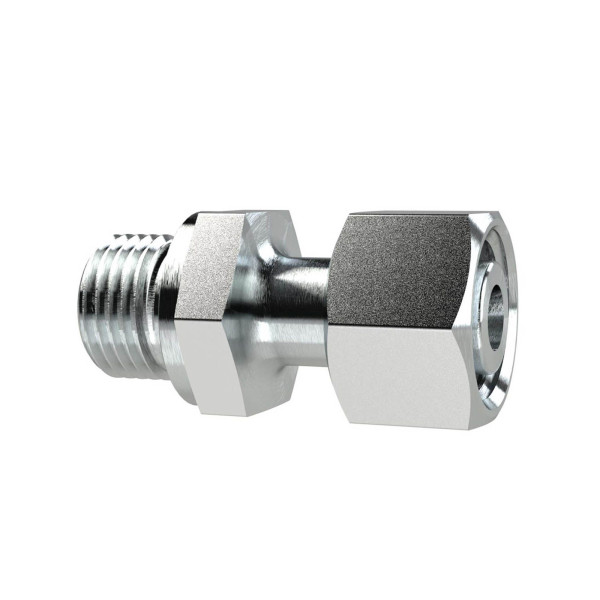 Riegler Einstellbare gerade Einschraubverschraubung, M10x1,0 außen, Rohr-Außen-Ø 6 mm, PN 315, SW1 14, SW2 14, Stahl verzinkt, 158921