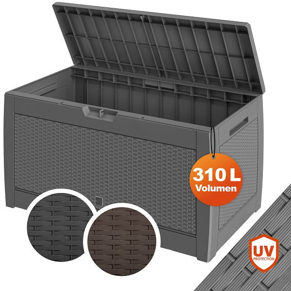 casaria Gartenbox Rato 310L Grau Rattan Optik wasserdicht, 108647