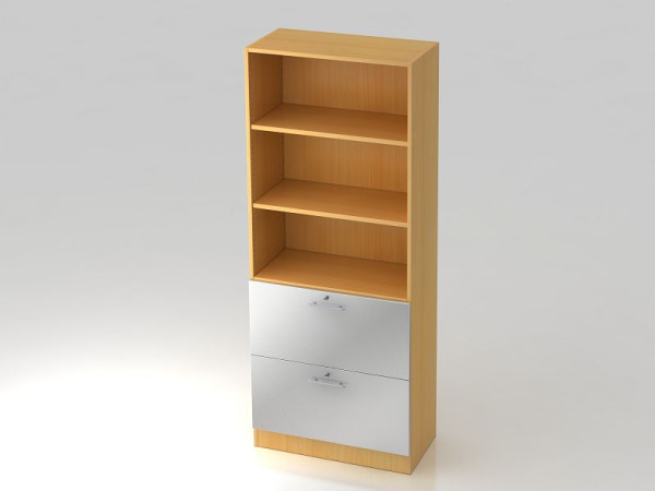 Hammerbacher Schrank 5OH, 2HR, Sockelblende Relinggriff Buche/Silber, 80x42x200,4 cm (BxTxH), V7300/6/S/RE