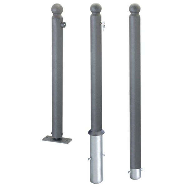 Stein HGS Stahlpoller -Citytrend-, Umlegbar, mit Sicherheitsschloss, gleichschließend, Schließung oben, inkl. 2 Schlüssel, City A Kugelkopf, ohne Ösen, 14242-a-00