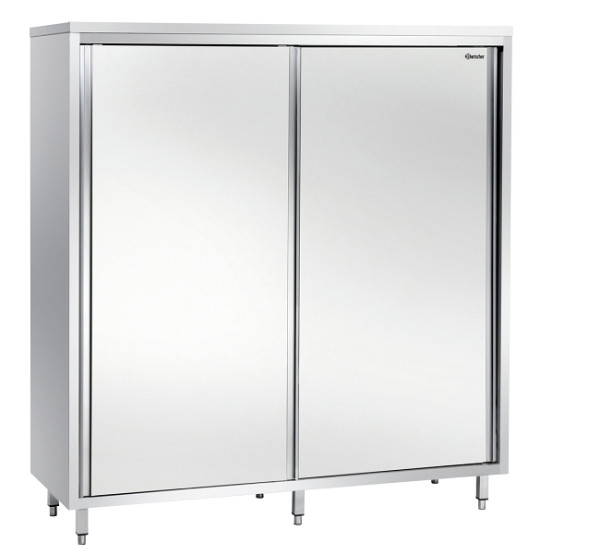 Bartscher Hochschrank 600, B1400, 2 Schiebetüren, Chromnickelstahl, 398140