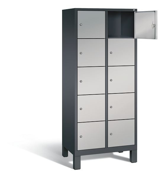 C+P Schließfachschrank Evolo, H1850xB810xT500mm, Farbe: Schwarzgrau / Weißaluminium, 48010-225 S10073