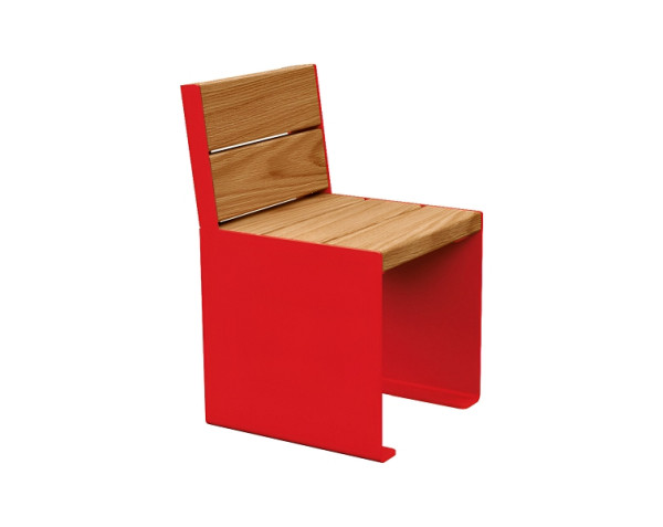 Procity Stuhl Kube. Mit Rückenlehne, Stahl & Holz, helle Eiche/RAL 3020, 306394.3020.CHEC