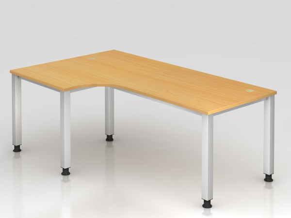 Hammerbacher Winkeltisch 4-Fuß eckig 200x120cm 90° Buche, Winkelform 90°, links oder rechts montierbar, VQS82/6/S