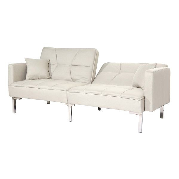Mendler Schlafsofa HWC-K65, Schlafcouch Bettsofa Gästebett, Schlaffunktion Liegefläche 170x104 cm, Stoff/Textil creme-beige, 104894