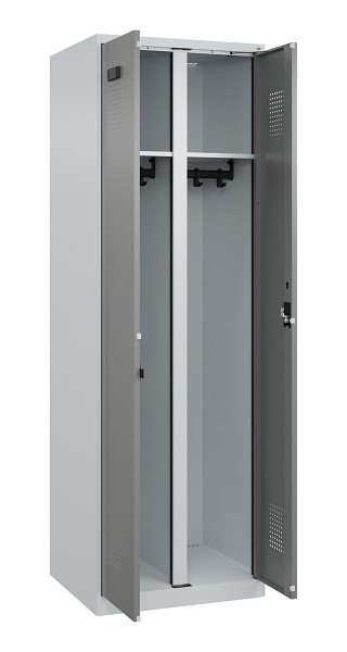 C+P Schwarz-Weiß-Spind Evolo PLUS, 2 Abteile, 1850x600x500mm, 7035/0004, Zylinderschloss, 049002-20 S10041