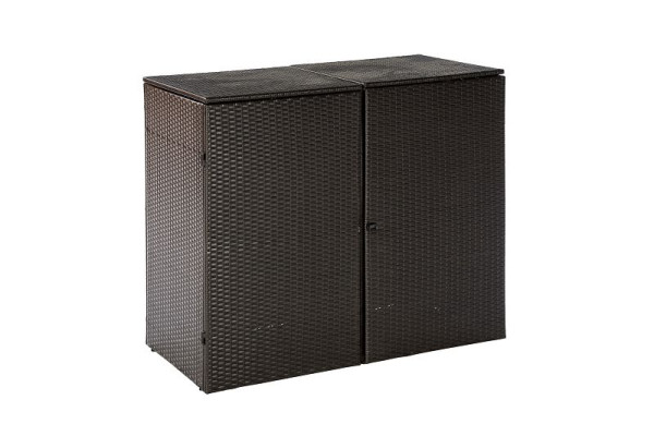 Merxx Mülltonnenabdeckung 2er Set, 153 x 75,5 x 120,5 cm, braun, Stahlgestell mit Kunststoffgeflecht, 28949-210