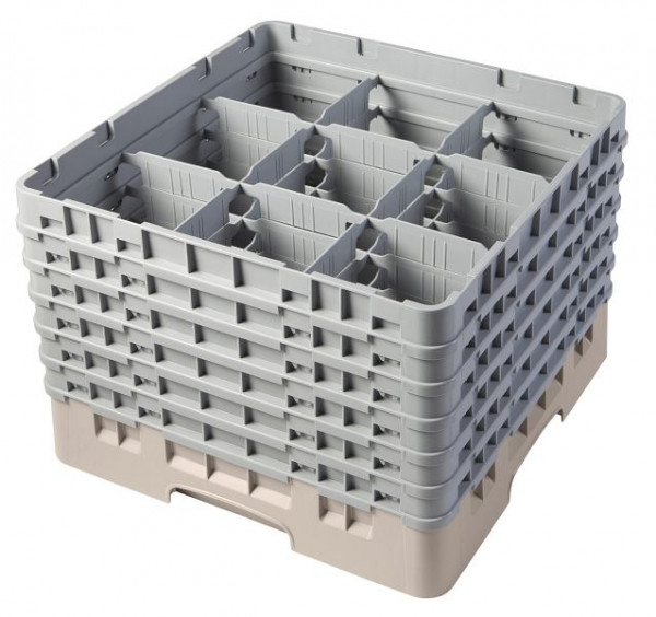 Cambro Spülkorb mit 9 Fächer Camrack® 30 cm Beige, 9S1114184