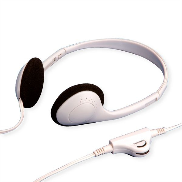 VALUE Stereo Kopfhörer mit Lautstärkeregler, grau, 15.99.1316
