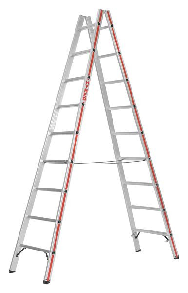HYMER Sprossenstehleiter, beidseitig begehbar, 2x9 Sprossen, Länge 2,69 m, 602318
