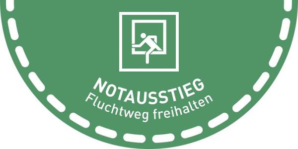 Moedel Fußbodenaufkleber Notausstieg..., Folie, rutschhemmend, 900x450 mm, 104570