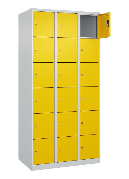 C+P Schließfachschrank Evolo PLUS, 18 Fächer, 1850x900x500mm, 7035/1023, 049000-306 S10001