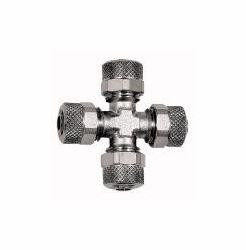 Riegler Kreuzverbindung, SW: 8 mm, für Schlauch: 5/3 mm, Material: Messing vernickelt, 110636