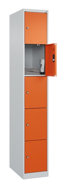 C+P Schließfachschrank Evolo PLUS, 5 Fächer, 1850x300x500mm, 7035/2004, 049000-105 S10002
