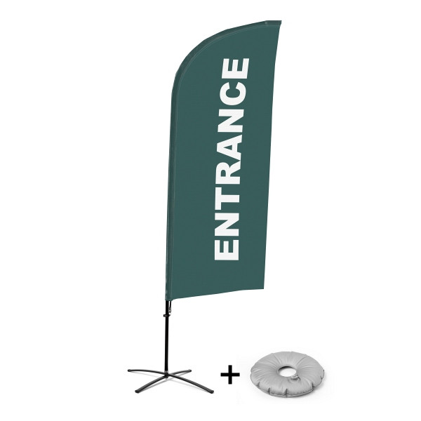 Showdown Displays Beachflag Alu Wind Komplett-Set Eingang Grau Englisch Kreuzständer, BFAW310-CB30-WB-I120