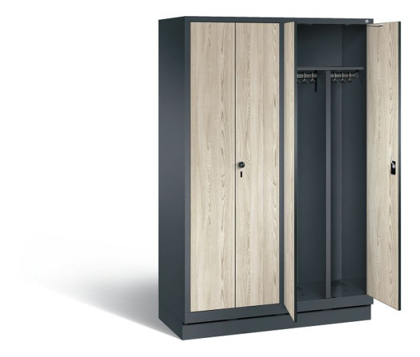 C+P Schwarz-Weiss-Spind Evolo, H1800xB1190xT500mm, Farbe: Anthrazitgrau / Dekor Sen-Esche, 48022-40 S10295