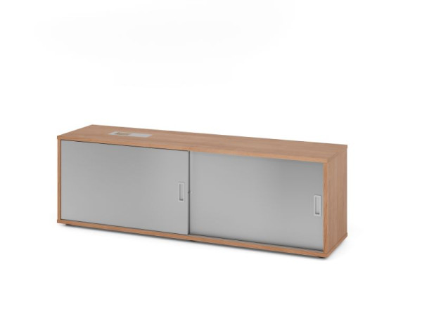 Hammerbacher Sideboard 1751S, 1,5 OH, Nussbaum / Silber, 160x40x52cm, 1 verstellbarer Fachboden, XMST, XDSM, XBHM, XB, V1751S/N/S